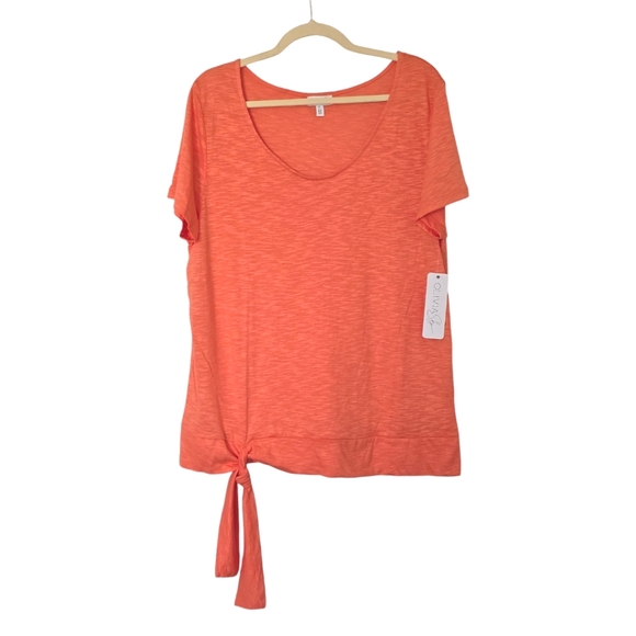 Olivia Sky Short Sleeve Tie Bottom Tunic Top - Picture 3 of 6